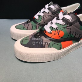 Valentino Cowhide Canvas Casual Sneakers For Men Green