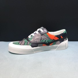 Valentino Cowhide Canvas Casual Sneakers For Men Green