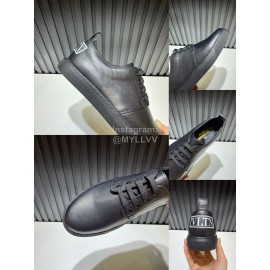 Valentino Black Cowhide Lace Up Sneakers For Men 