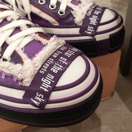 Xvessel Spring Summer Fashion Thick Soled Canvas Shoes For Men And Women Purple