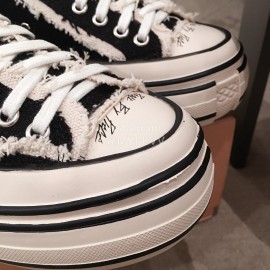 Xvessel Spring Summer Fashion Thick Soled Canvas Shoes Black For Men And Women