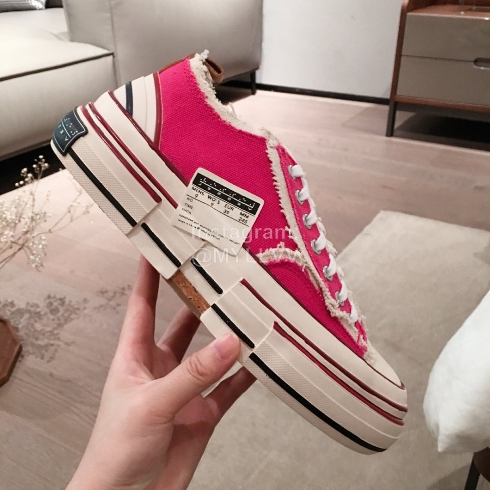 Xvessel Spring Summer Fashion Thick Soled Canvas Shoes For Men And Women Rose Red