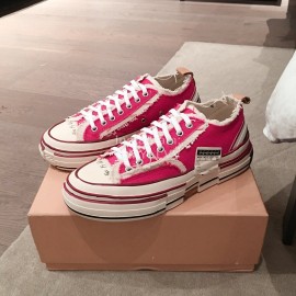 Xvessel Spring Summer Fashion Thick Soled Canvas Shoes For Men And Women Rose Red