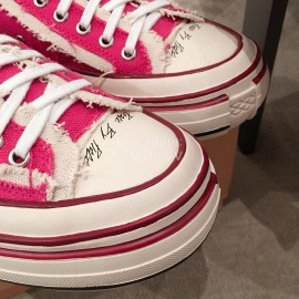 Xvessel Spring Summer Fashion Thick Soled Canvas Shoes For Men And Women Rose Red