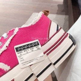 Xvessel Spring Summer Fashion Thick Soled Canvas Shoes For Men And Women Rose Red