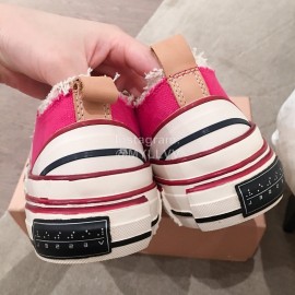 Xvessel Spring Summer Fashion Thick Soled Canvas Shoes For Men And Women Rose Red