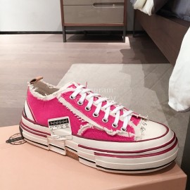 Xvessel Spring Summer Fashion Thick Soled Canvas Shoes For Men And Women Rose Red