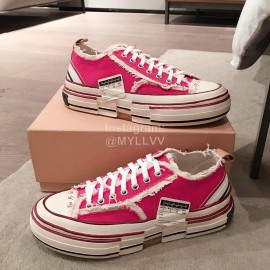 Xvessel Spring Summer Fashion Thick Soled Canvas Shoes For Men And Women Rose Red