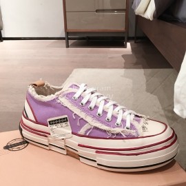 Xvessel Spring Summer Fashion Thick Soled Canvas Shoes Purple For Men And Women