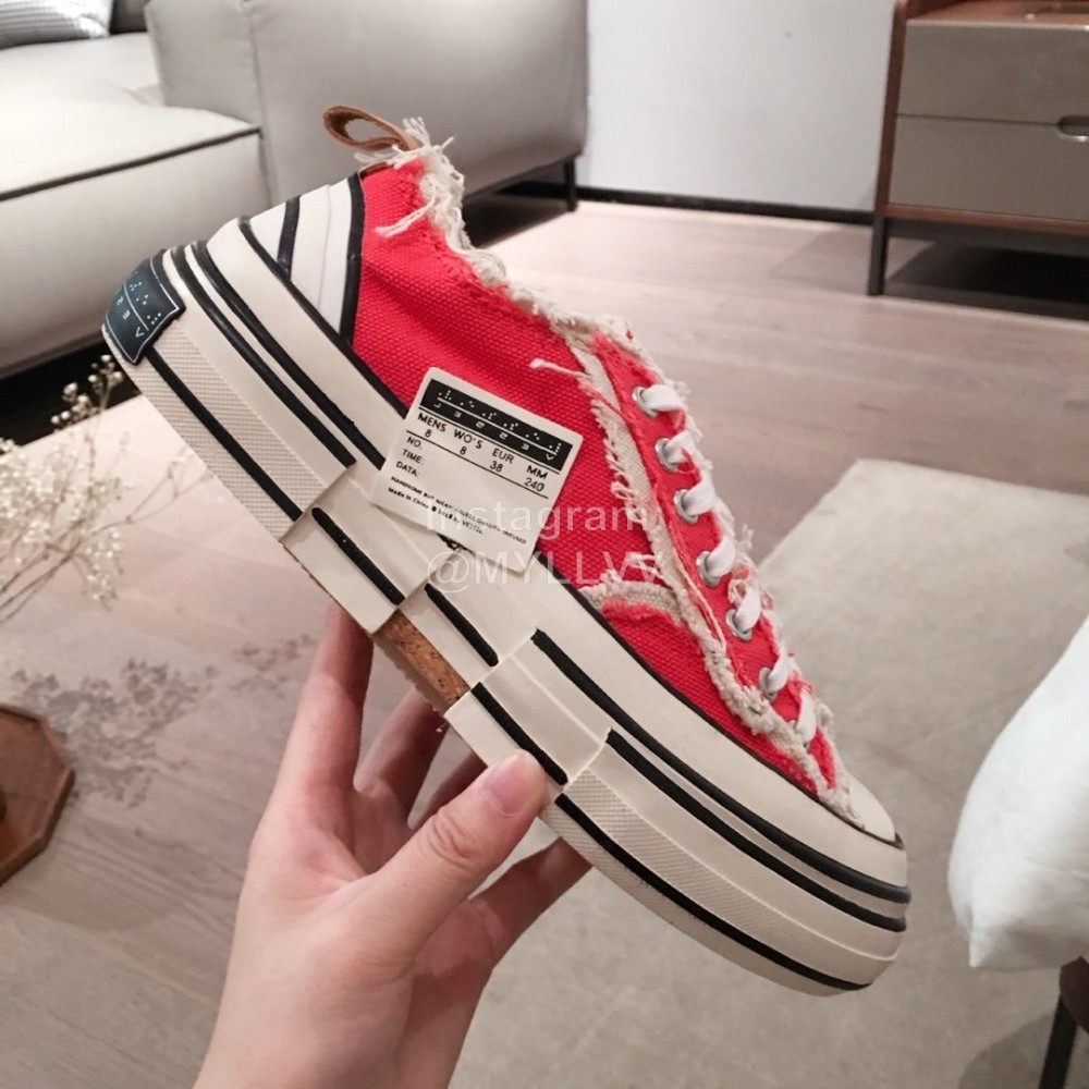 Xvessel Spring Summer Fashion Thick Soled Canvas Shoes For Men And Women Orange Red