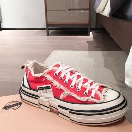 Xvessel Spring Summer Fashion Thick Soled Canvas Shoes For Men And Women Orange Red