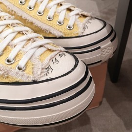 Xvessel Spring Summer Fashion Thick Soled Canvas Shoes For Men And Women Yellow