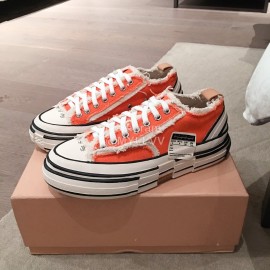 Xvessel Spring Summer Fashion Thick Soled Canvas Shoes For Men And Women Orange