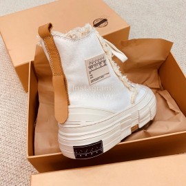 Xvessel Spring Summer New Thick Soled High Top Canvas Shoes For Men And Women White