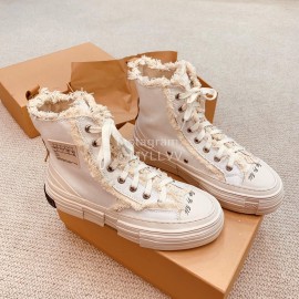 Xvessel Spring Summer New Thick Soled High Top Canvas Shoes For Men And Women White