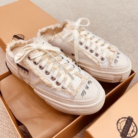 Xvessel Spring Summer New Thick Soled Canvas Shoes For Men And Women White