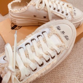 Xvessel Spring Summer New Thick Soled Canvas Shoes For Men And Women White