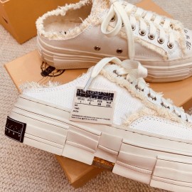 Xvessel Spring Summer New Thick Soled Canvas Shoes For Men And Women White