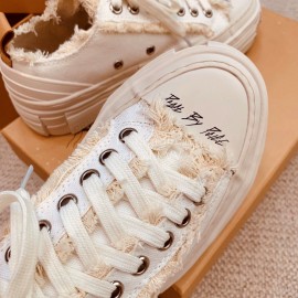 Xvessel Spring Summer New Thick Soled White Canvas Shoes For Men And Women 