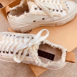 Xvessel Spring Summer New Thick Soled White Canvas Shoes For Men And Women 