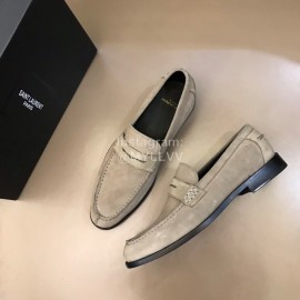 Ysl Fashion Cowhide Loafers For Men Gray