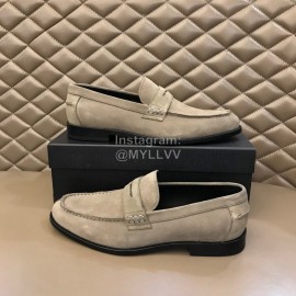 Ysl Fashion Cowhide Loafers For Men Gray