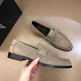 Ysl Fashion Cowhide Loafers For Men Gray