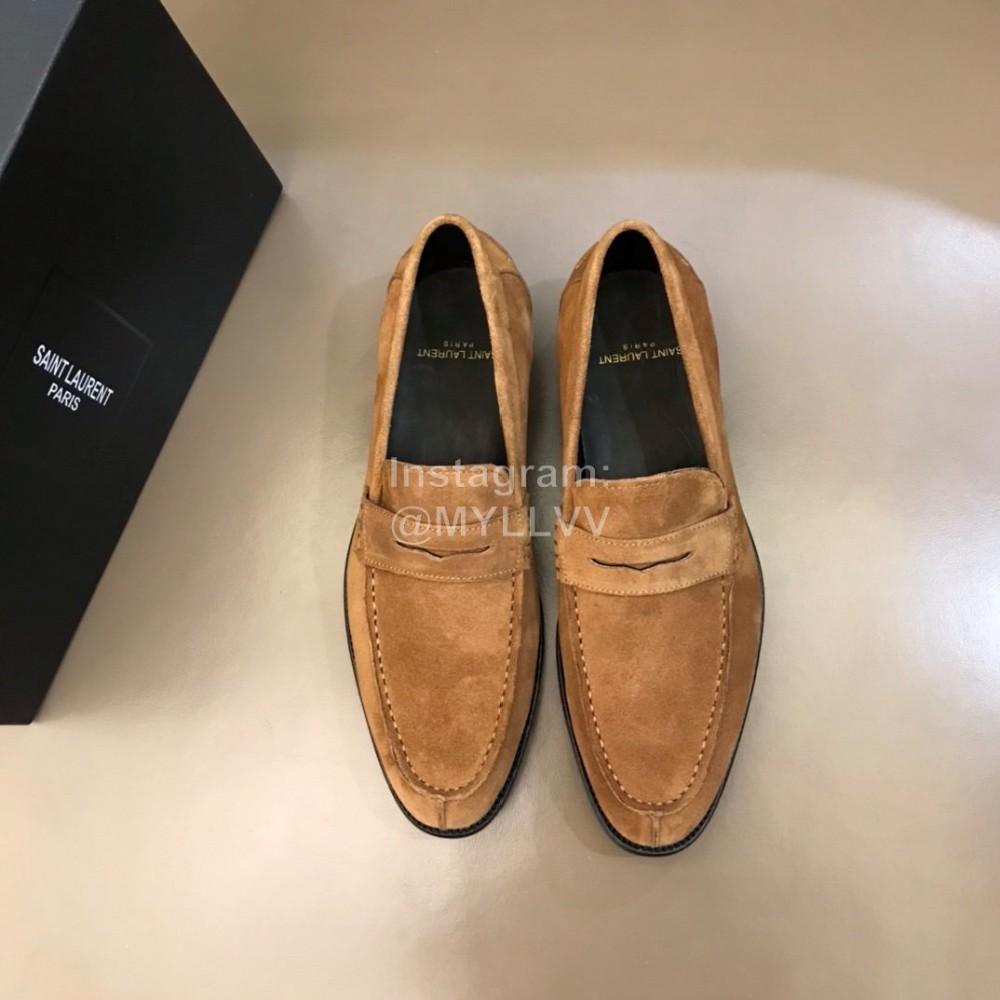 Ysl Fashion Cowhide Loafers For Men Brown