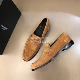 Ysl Fashion Cowhide Loafers For Men Brown