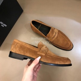 Ysl Fashion Cowhide Loafers For Men Brown
