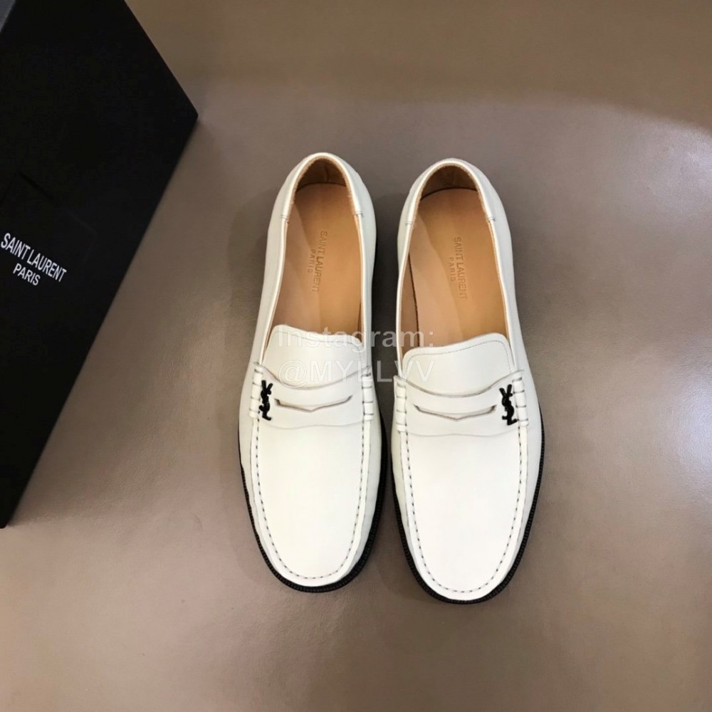 Ysl Fashion Cowhide Loafers For Men White