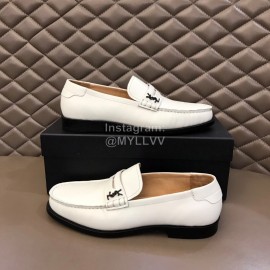 Ysl Fashion Cowhide Loafers For Men White