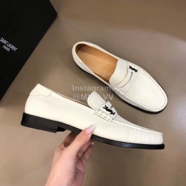 Ysl Fashion Cowhide Loafers For Men White