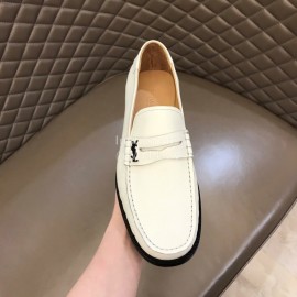 Ysl Fashion Cowhide Loafers For Men White