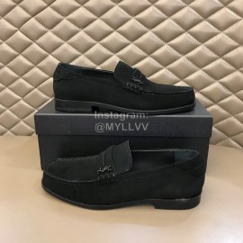 Ysl Fashion Black Velvet Cowhide Loafers For Men