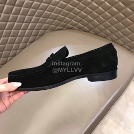 Ysl Fashion Black Velvet Cowhide Loafers For Men