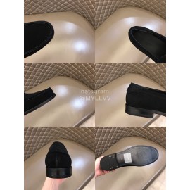 Ysl Fashion Black Velvet Cowhide Loafers For Men