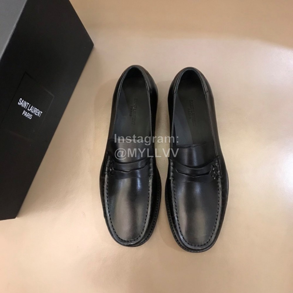 Ysl Fashion Black Leather Loafers For Men