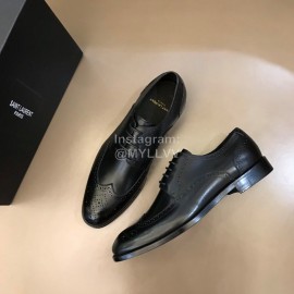 Ysl Carved Cowhide Lace Up Business Shoes For Men Black