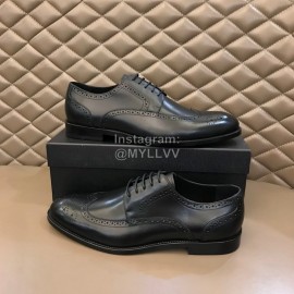 Ysl Carved Cowhide Lace Up Business Shoes For Men Black