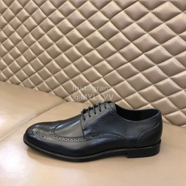 Ysl Carved Cowhide Lace Up Business Shoes For Men Black