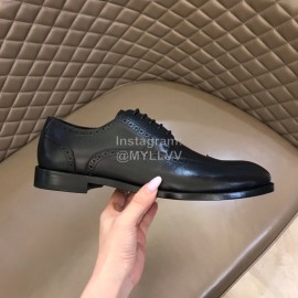 Ysl Carved Cowhide Lace Up Business Shoes For Men Black