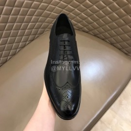 Ysl Carved Cowhide Lace Up Business Shoes For Men Black