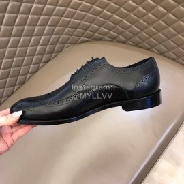 Ysl Carved Cowhide Lace Up Business Shoes For Men Black