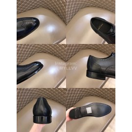 Ysl Carved Cowhide Lace Up Business Shoes For Men Black