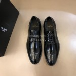 Ysl Carved Cowhide Lace Up Business Shoes Black For Men