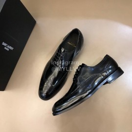 Ysl Carved Cowhide Lace Up Business Shoes Black For Men