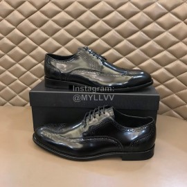 Ysl Carved Cowhide Lace Up Business Shoes Black For Men