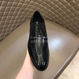 Ysl Carved Cowhide Lace Up Business Shoes Black For Men