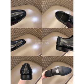 Ysl Carved Cowhide Lace Up Business Shoes Black For Men